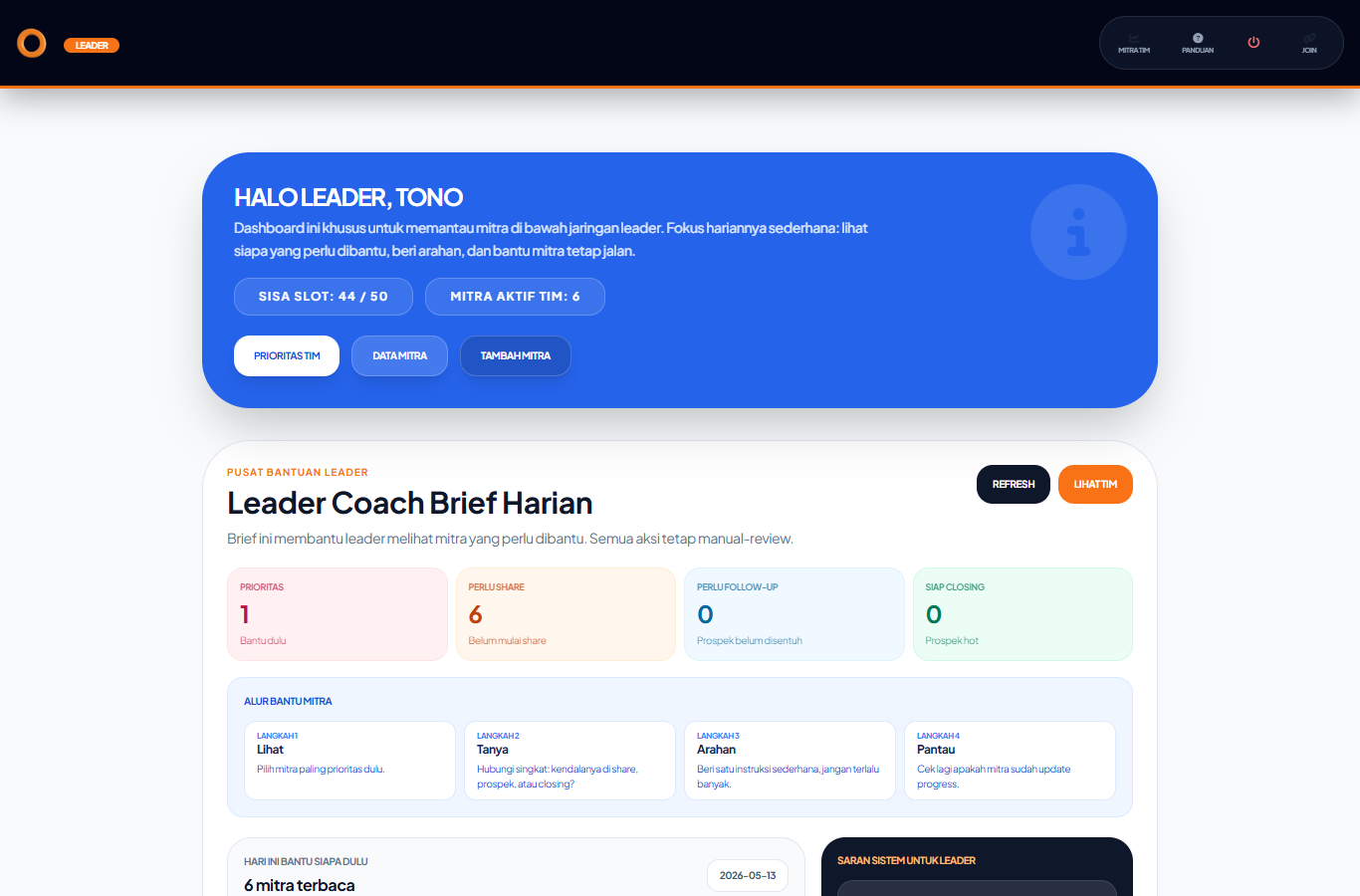 Leader Dashboard